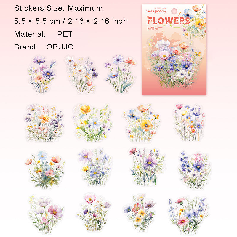 15 Pcs Wildflower PET Stickers BAHK