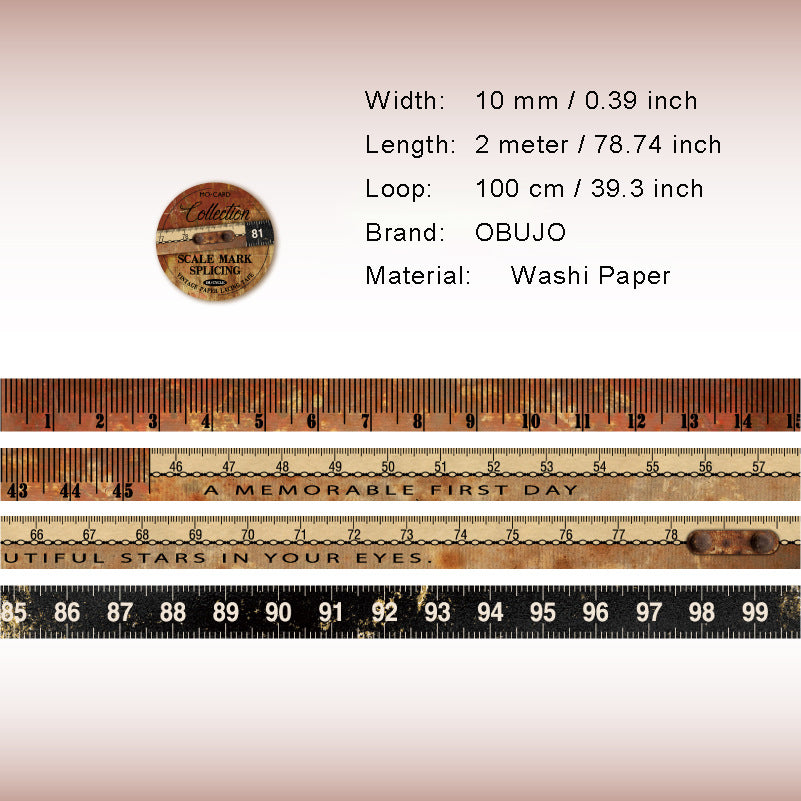 1 Roll Ruler Washi Tape JCSC