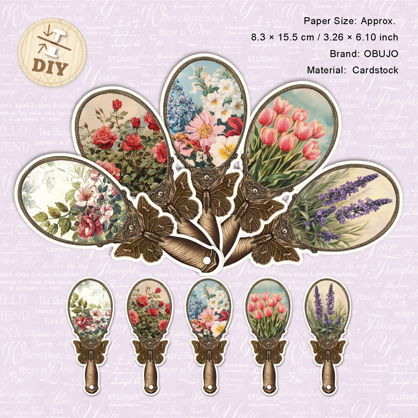 5 Pcs Vintage Fan Bookmark WDXL