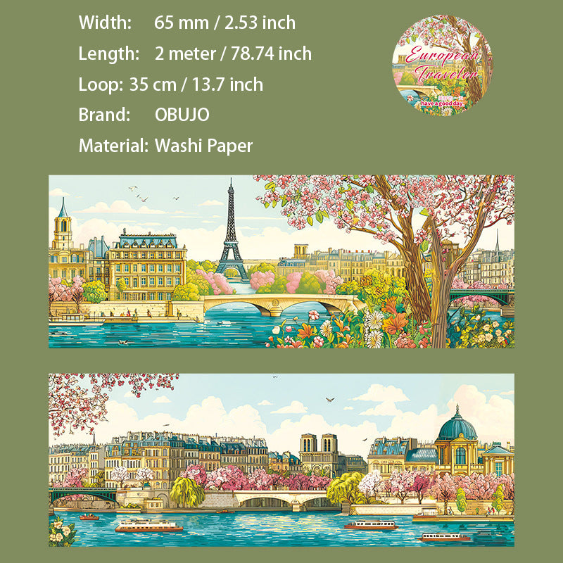 1 Roll Europe Travel Theme Washi Tape OZLR
