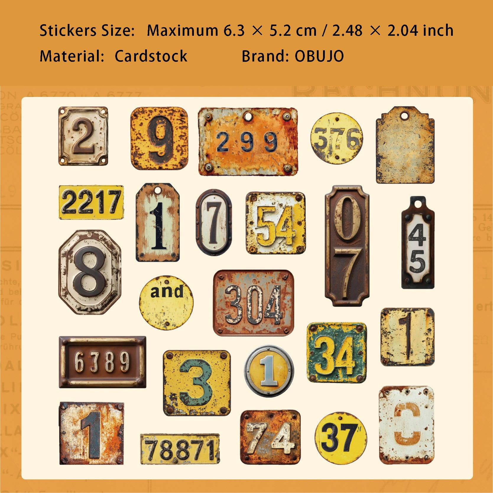 24 Pcs Vintage Number Lable Stickers SFXL