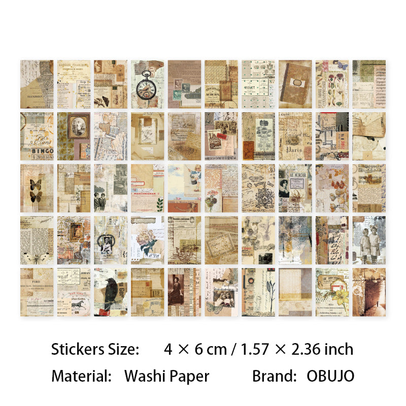 50 Sheets Vintage Junk Journal Stikcers Book FXLM