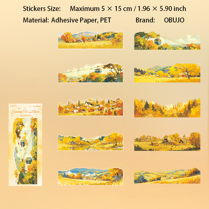 10 Pcs Seasonal Mountain Landscape PET Stickers ZRZL