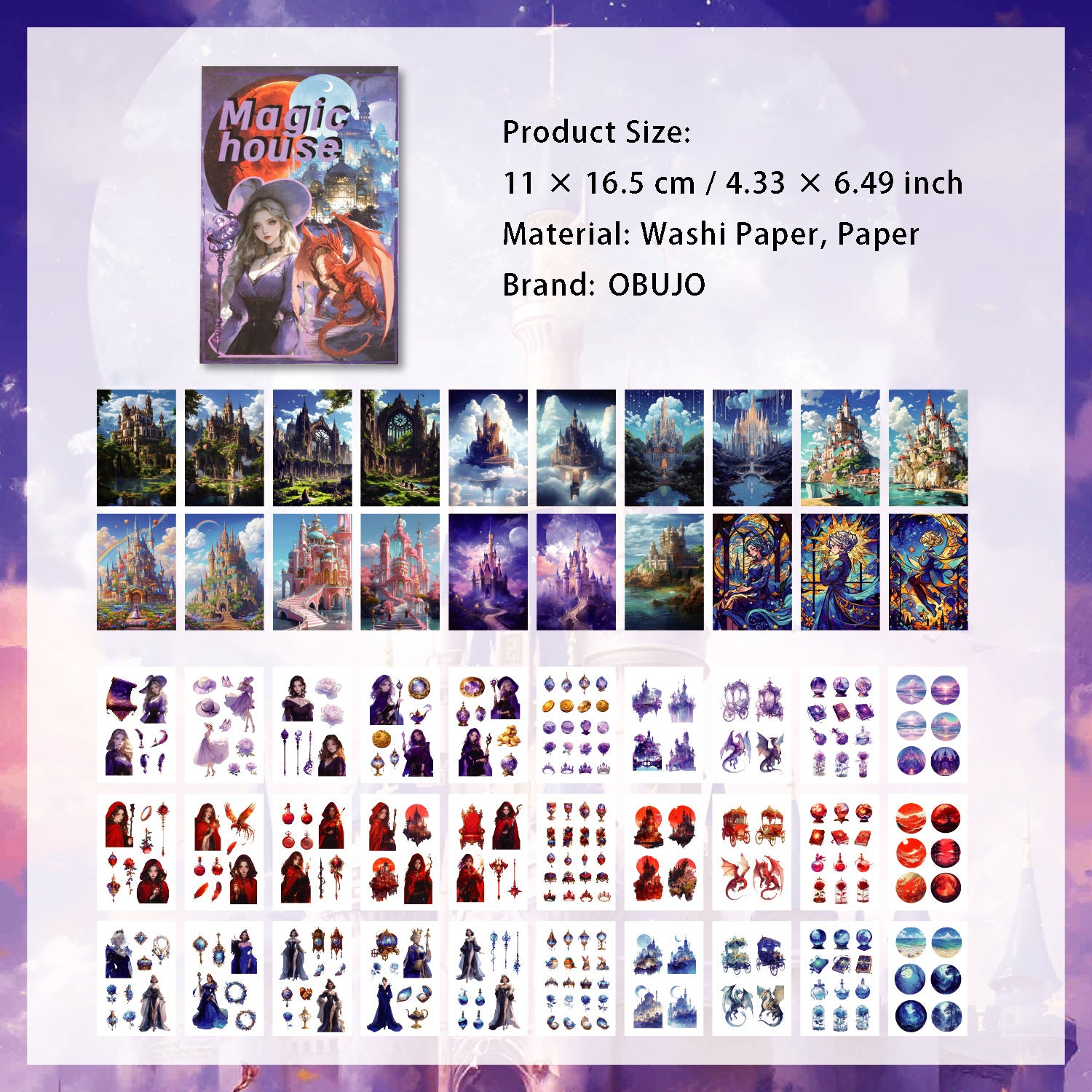 50 Sheets Vitnage Journal Paper and Stickers Book QNSG