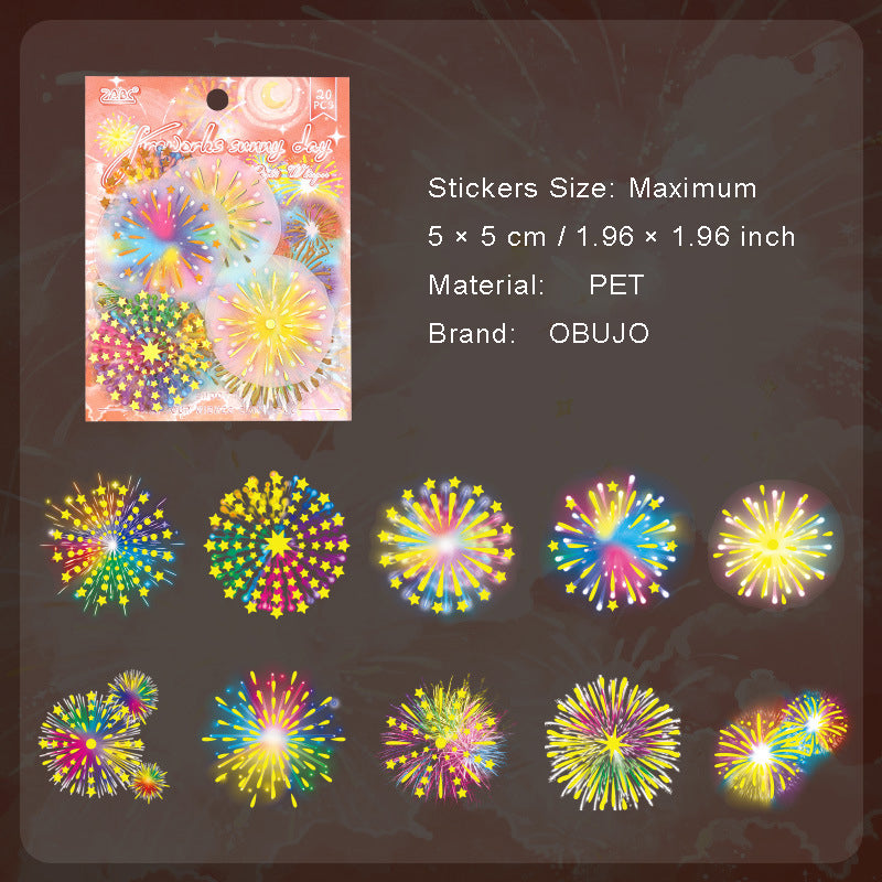 20 Pcs Firework PET Stickers YGYY