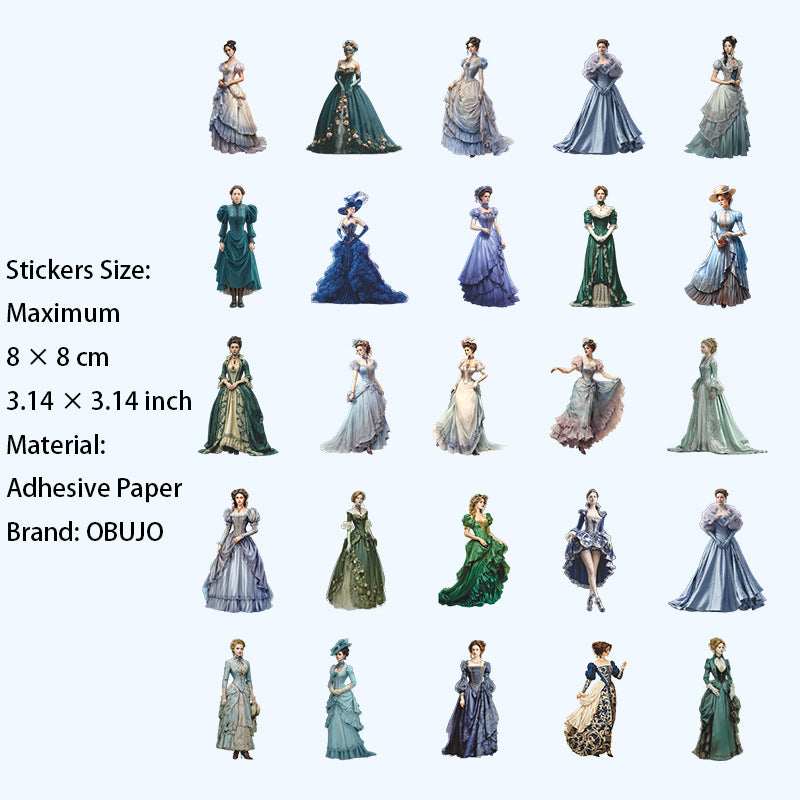 15 Pcs Vintage Party Lady Stickers NJYC