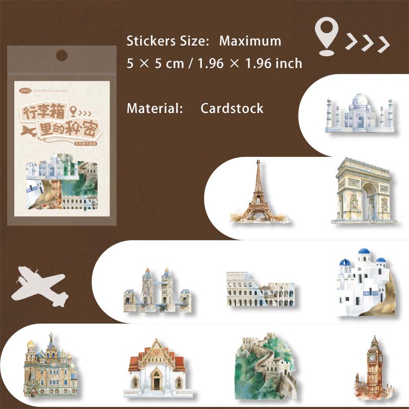 10 Pcs Travel Theme Stickers XLXDMM