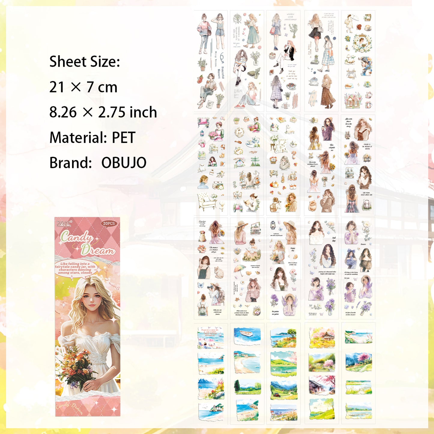 20 Pcs Lifestyle Girl PET Stickers Book QYWY