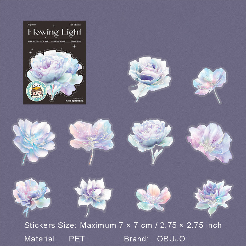 20 Pcs Silver Foil Flower PET Stickers LGHF