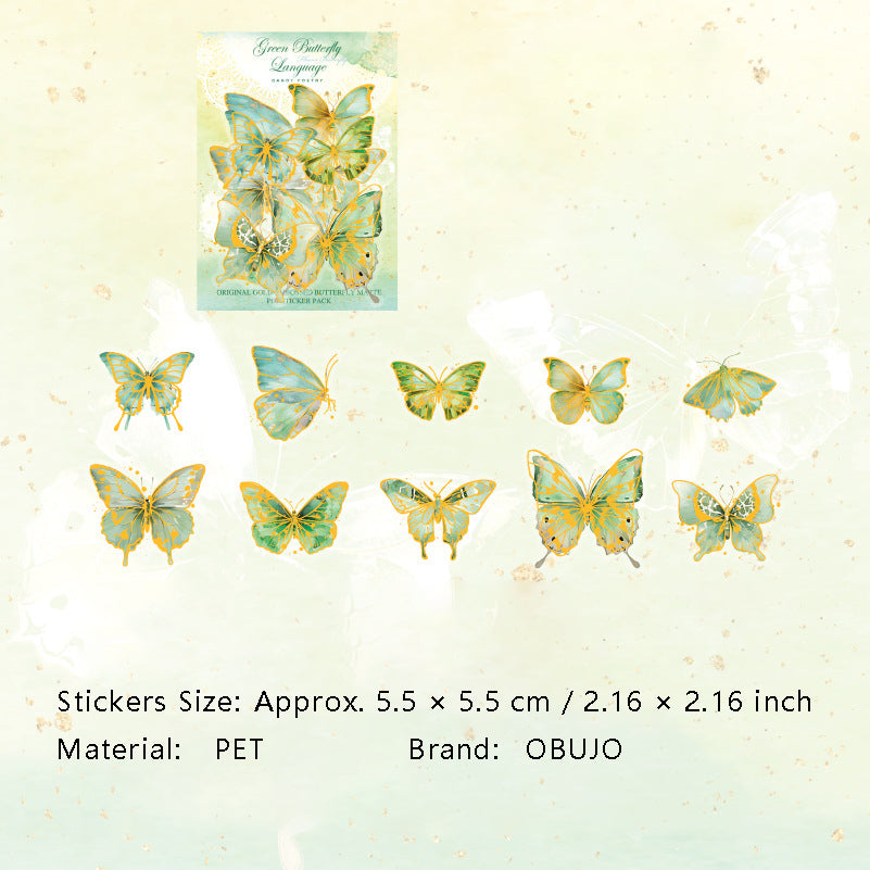 20 Pcs Gold Foil Butterfly PET Stickers FHZD