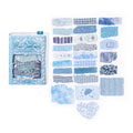 50 Pcs Japanese Vintage Hand-Torn Washi & Linen Stickers - Sky Blue