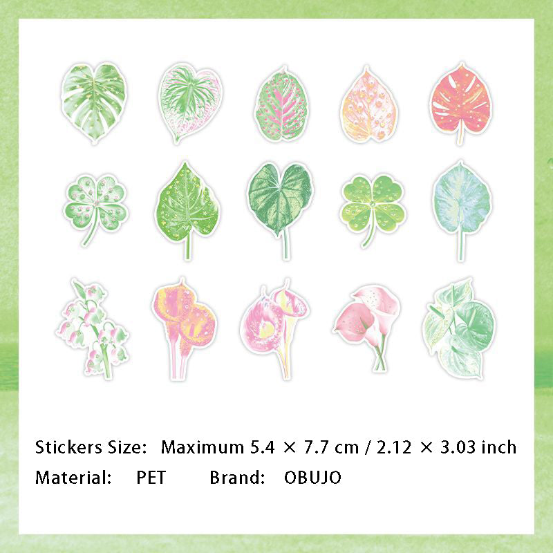 15 Pcs Botanical Nature Theme PET Stickers ZRER
