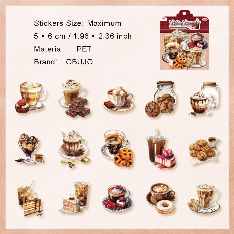 30 Pcs Coffee PET Stickers BKKF