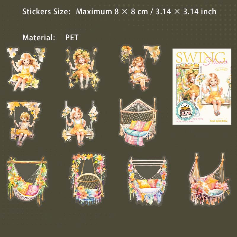 10 Pcs Swing Themed Journal Stickers HYQY