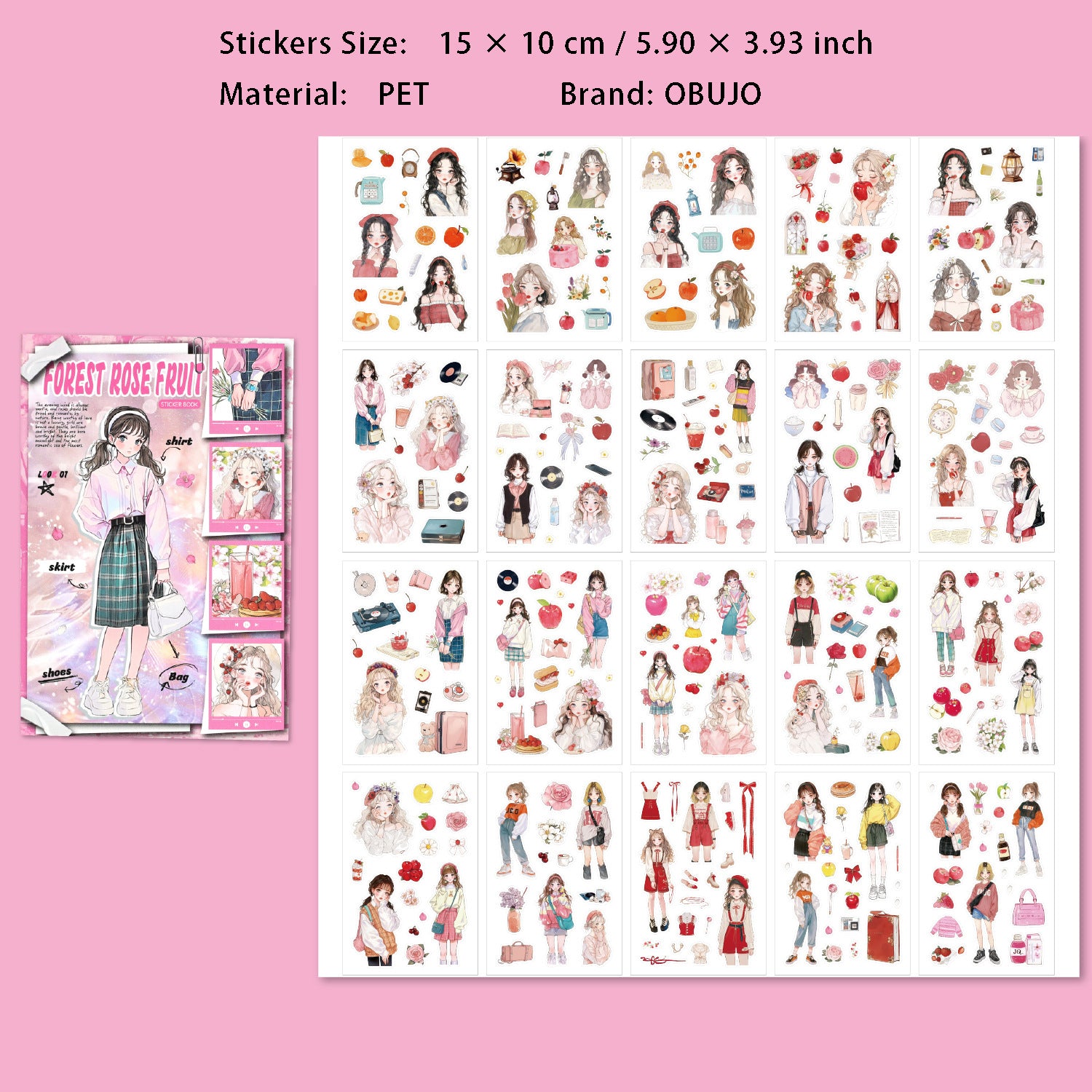 20 Pcs Flower Girl Boy Washi Stickers Book HYHS