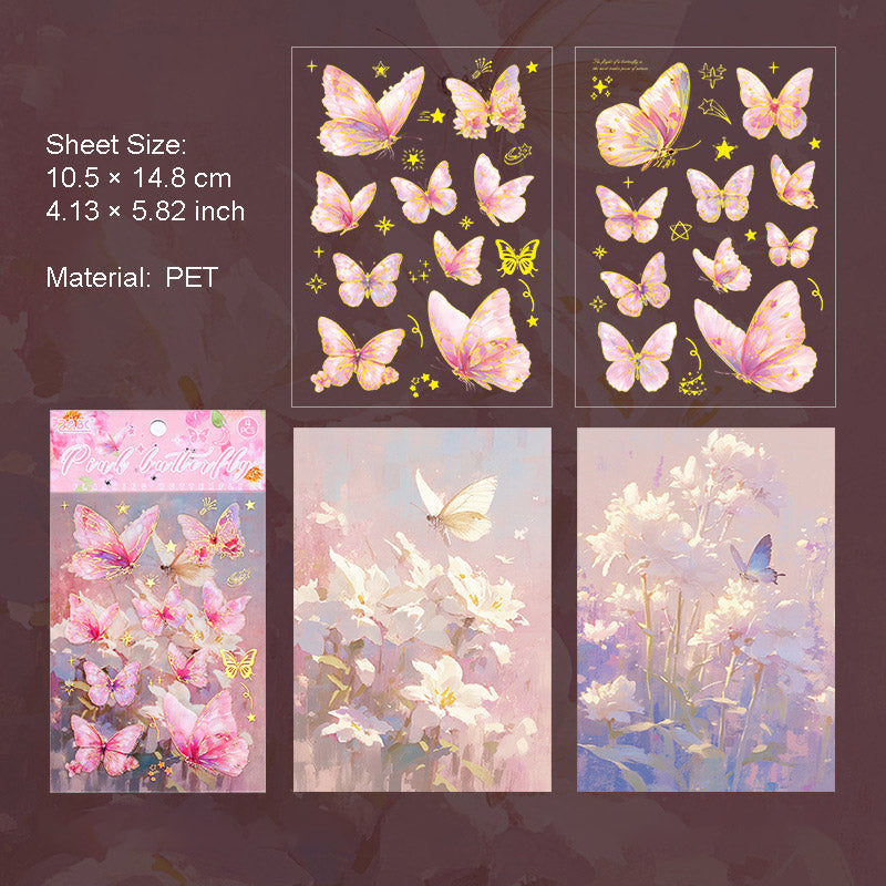 4 Sheets Glitter Butterfly PET Stickers SSDY