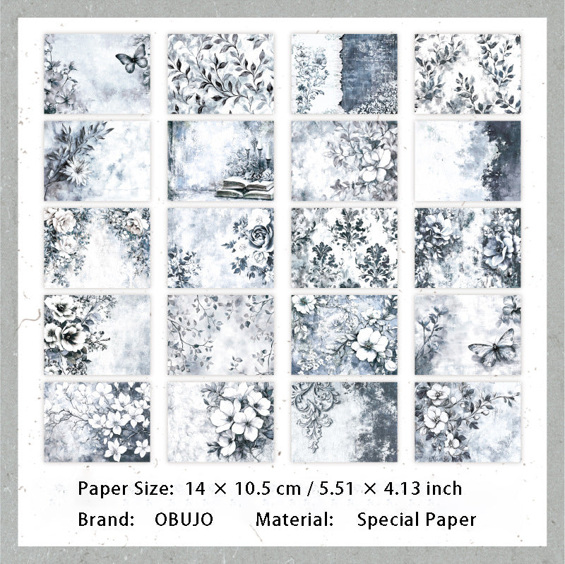20 Sheets Floral Scrapbook Paper FGHJ