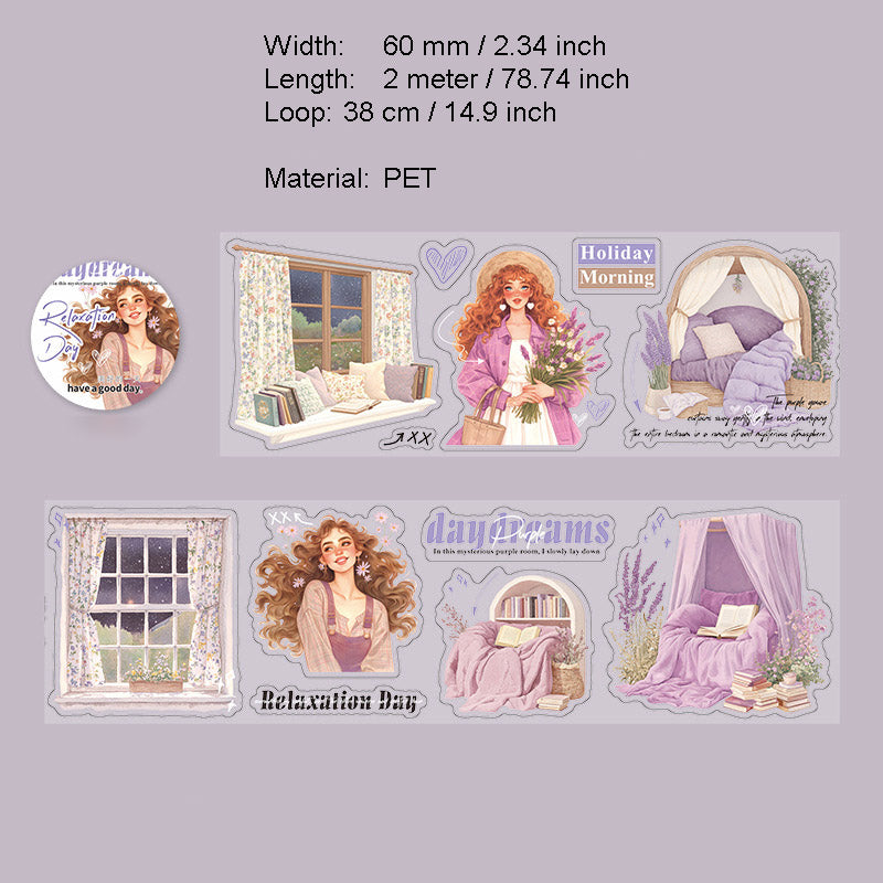 1 Roll Relax Girl Theme PET Stickers Tape FSRXL