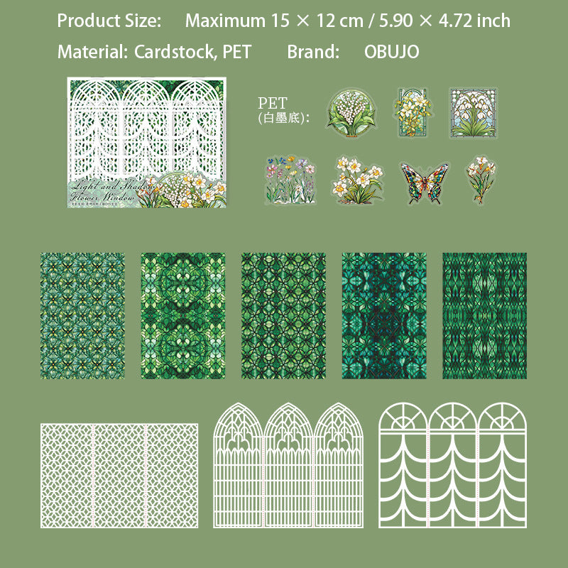 15 Pcs Windows Theme PET Stickers and Cardstock