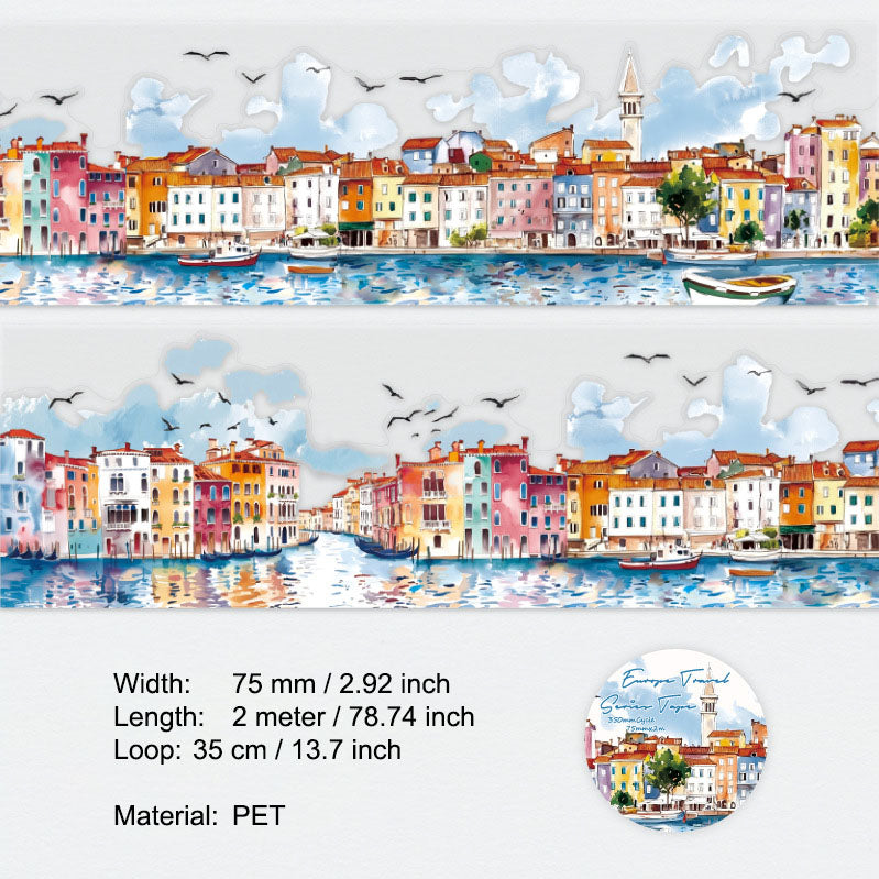 1 Roll Europe Travel Theme PET Tape HOLX