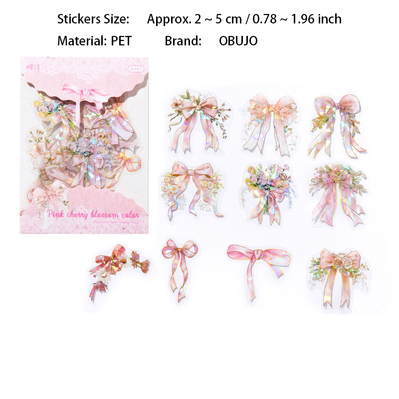 20 Pcs Floral Bow-knot PET Stickers HDJTJ