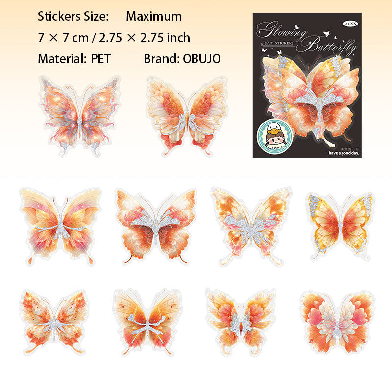 20 Pcs Butterfly PET Stickers LGHD