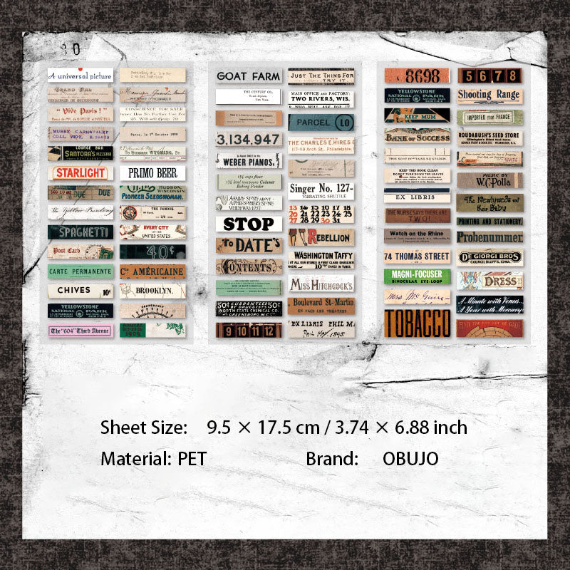 6 Sheets Vinage Words Art Stickers WZYSJ
