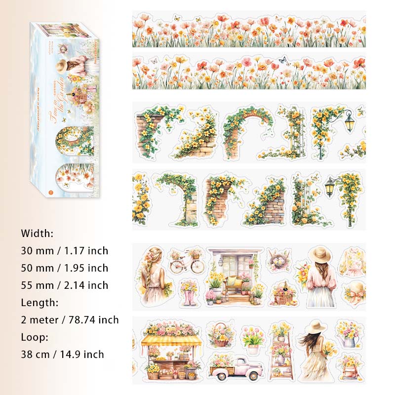 3 Rolls Garden Themed PET Stickers Tape Set HYLSG