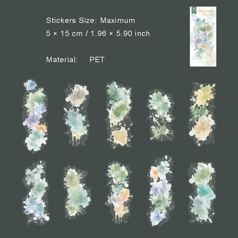 10 Pcs Watercolor PET Stickers SCHB