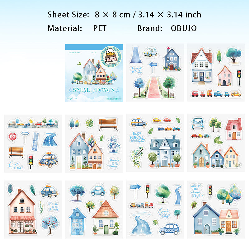 10 Sheets Street Landscape PET Stickers Book TZBXZ