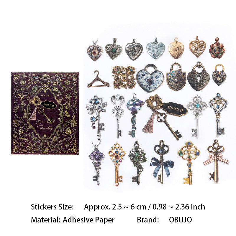 25 Pcs Vintage Key Themed Stickers SMMMB