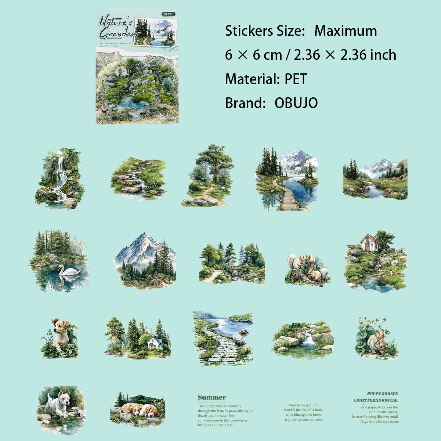 20 Pcs Wild Landscape PET Stickers SHRH