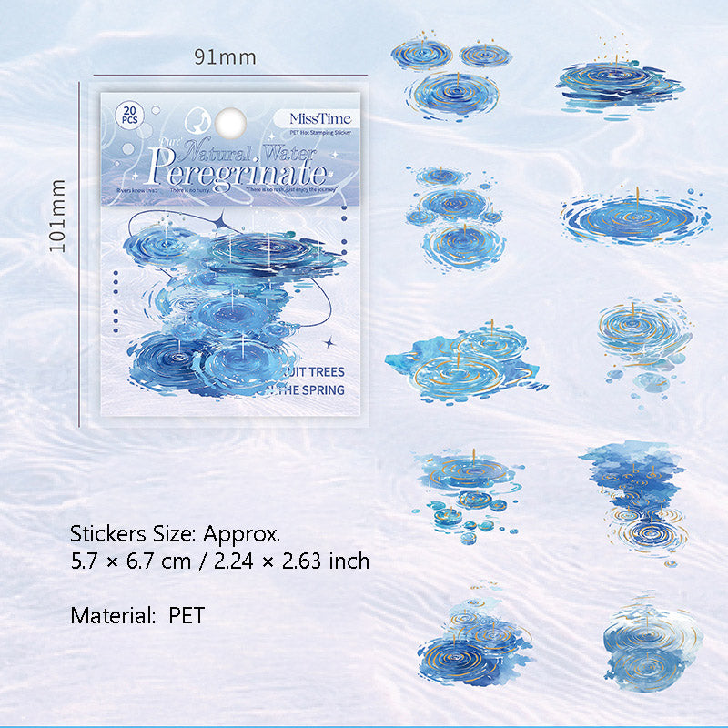 20 Pcs Water Theme PET Stickers ZRSJ