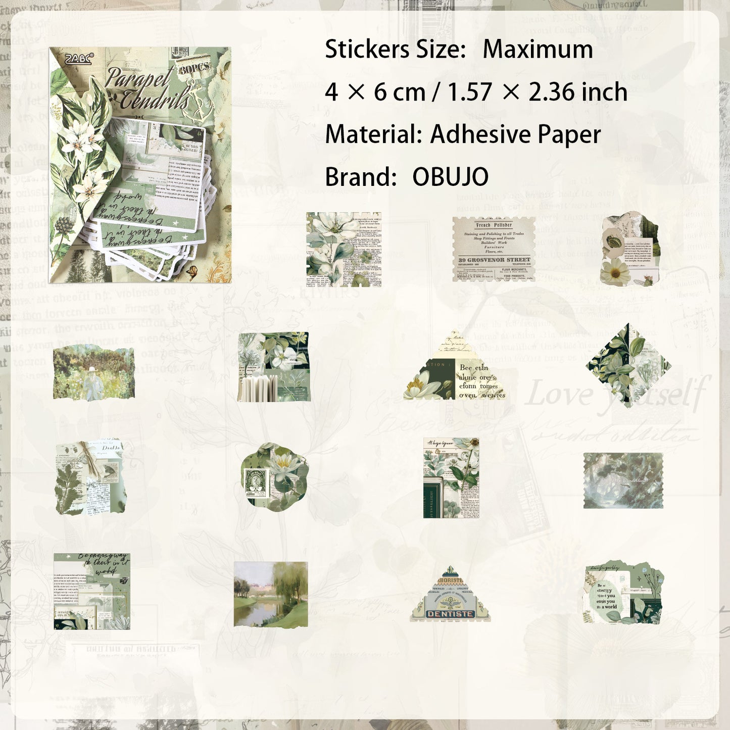 20 Pcs Vintage Aesthetic Journal Stickers YAYJ