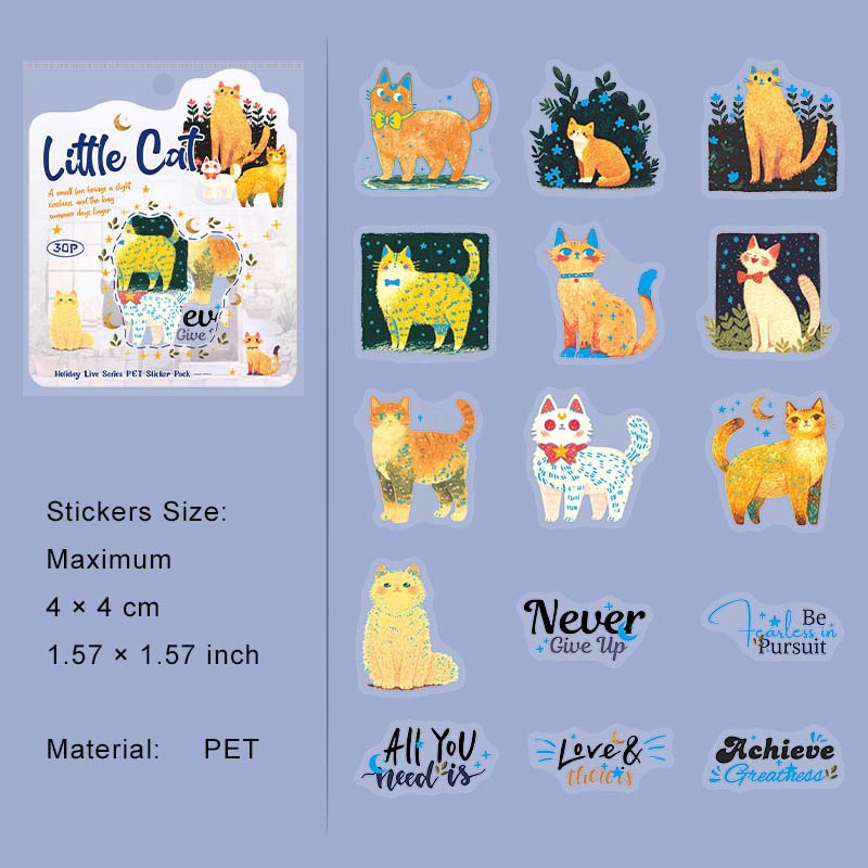 30 Pcs Cartoon Drawing PET Stickers JQSK