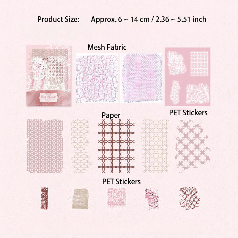 23 Pcs Textured Journal Paper and Fabric Mesh WSXL