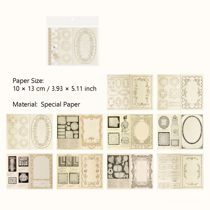 20 Sheets Vintage Lace Scrapbook Paper LSBWG