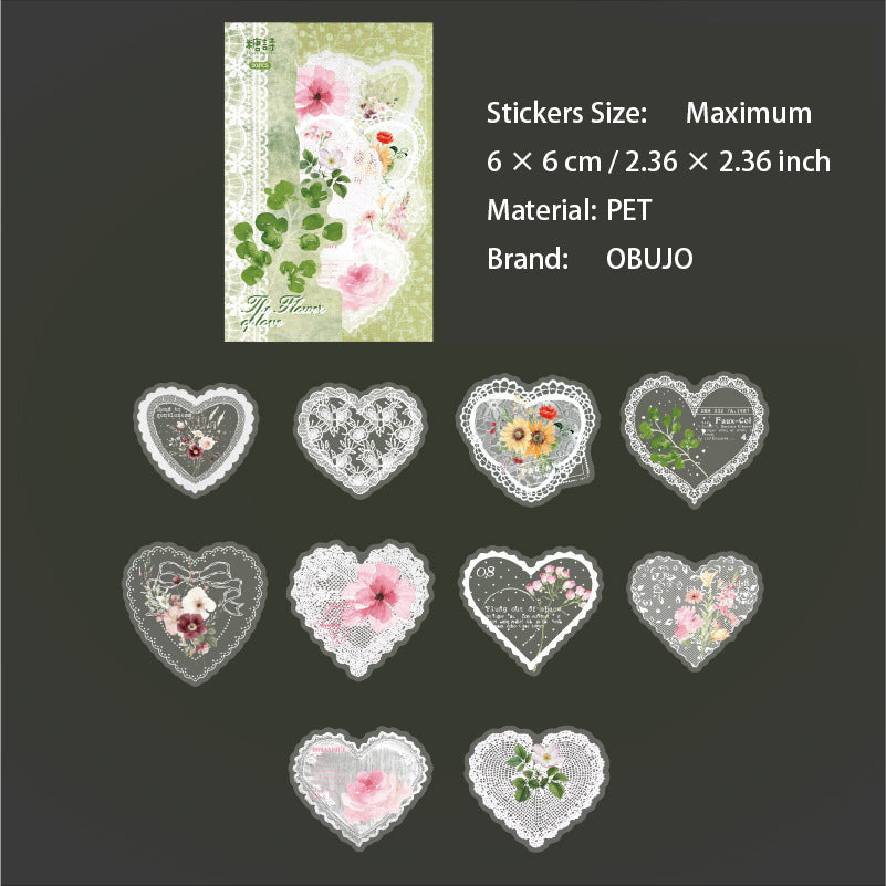 20 Pcs Lace Edged Floral PET Stickers LSHBWQ