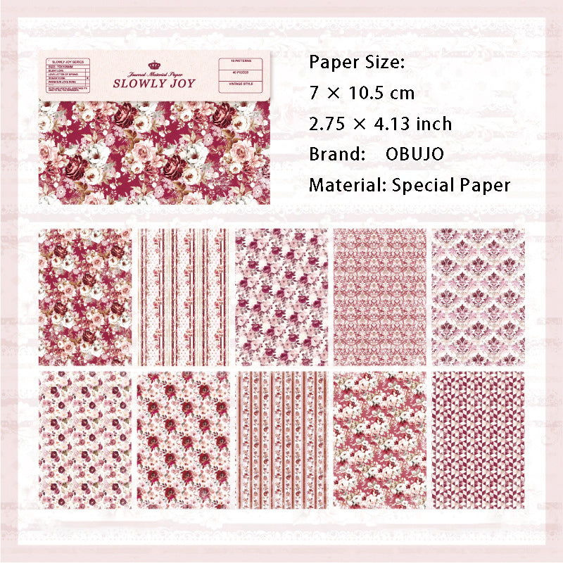 40 Sheets Vintage Floral Scrapbook Paper MMDHX