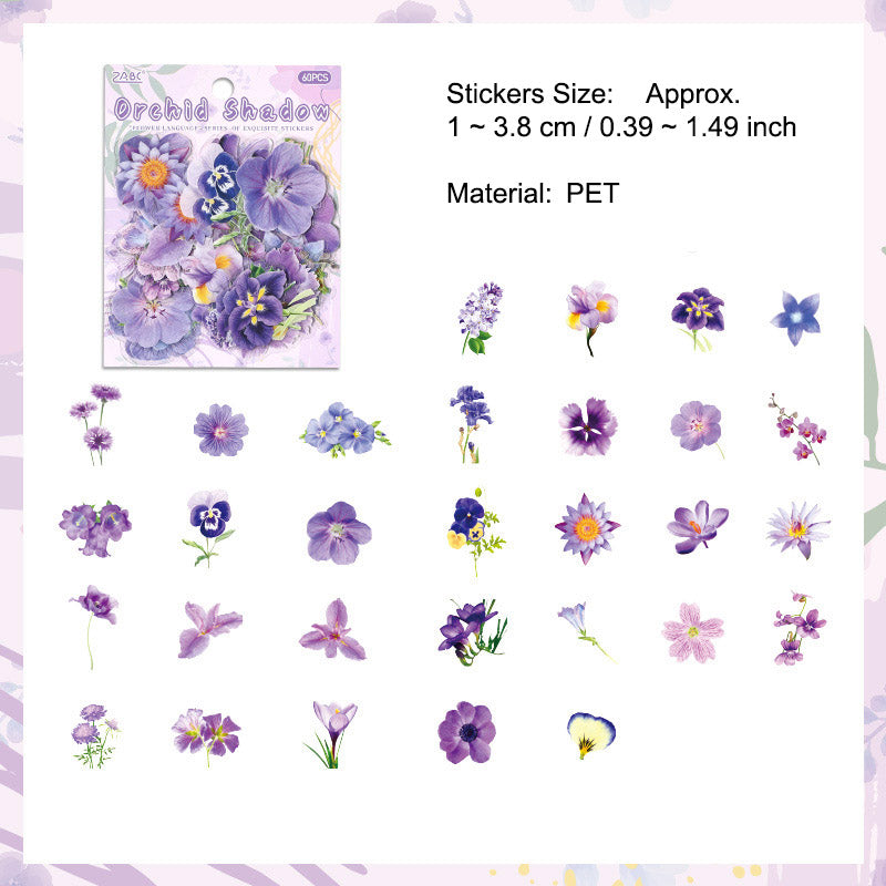 60 Pcs Leaf Flower PET Stickers YRHY