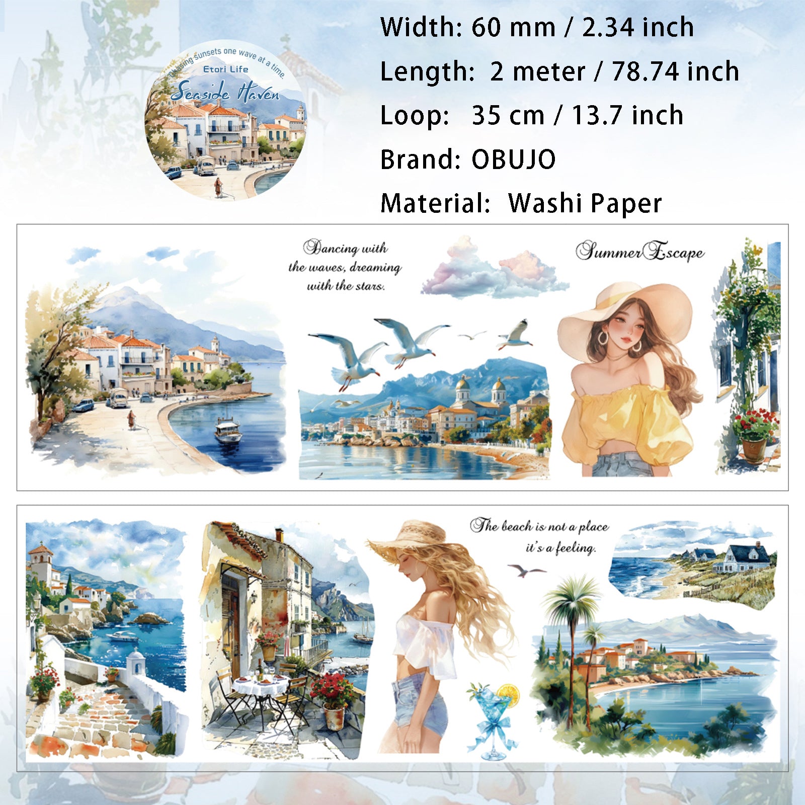 1 Roll Travel Theme Washi Tape YNTX