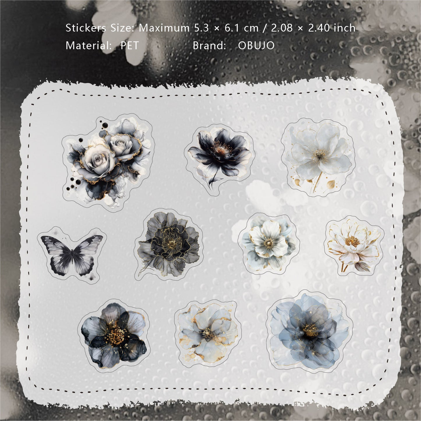 20 Pcs Watercolor Flower PET Stickers LLBXL