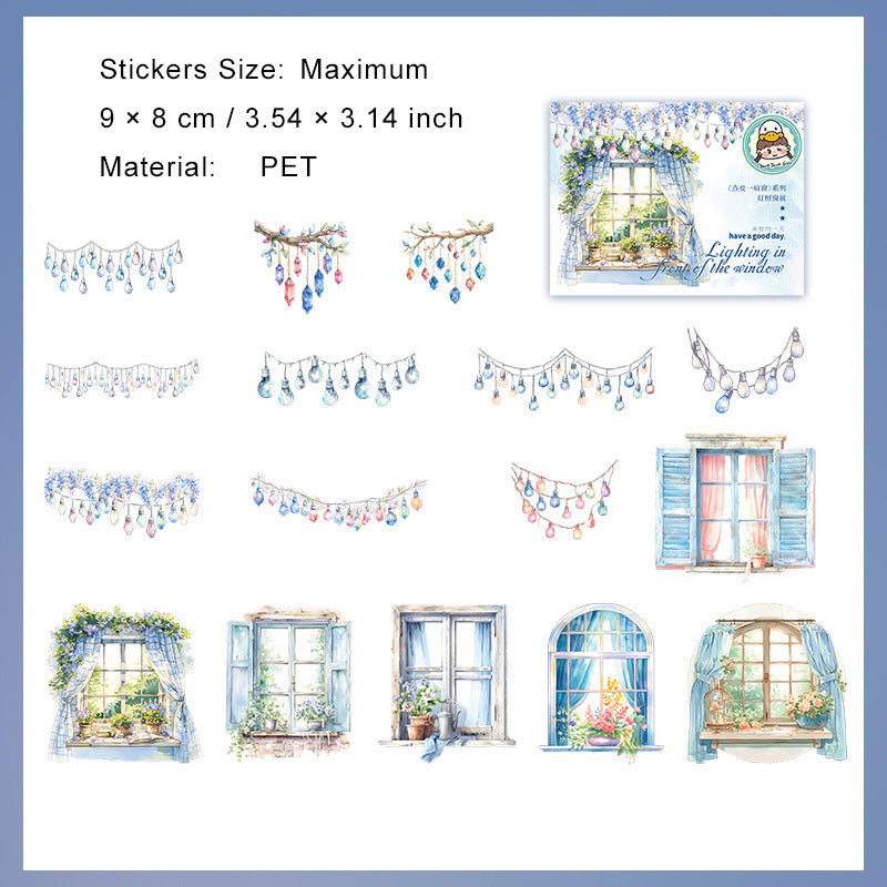16 Pcs Light and Window PET Stickers DLYSC