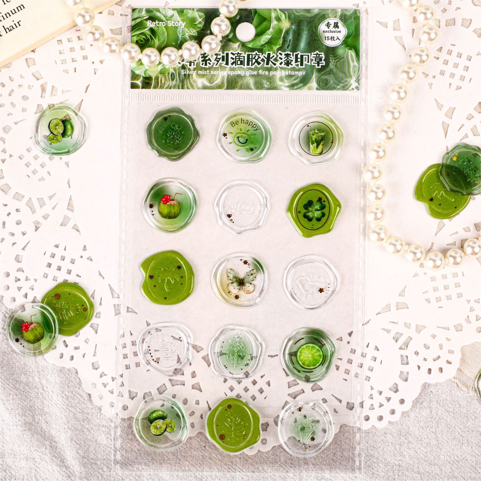 15 Pcs Epoxy Glue Wax Seal Stickers YWXL