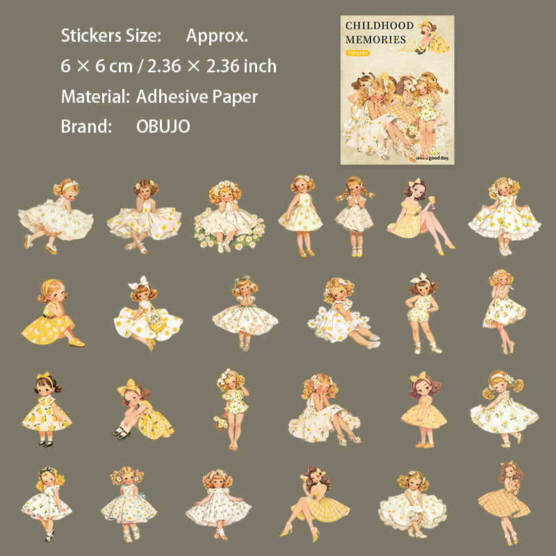 25 Pcs Girl Childhood Stickers TZWS