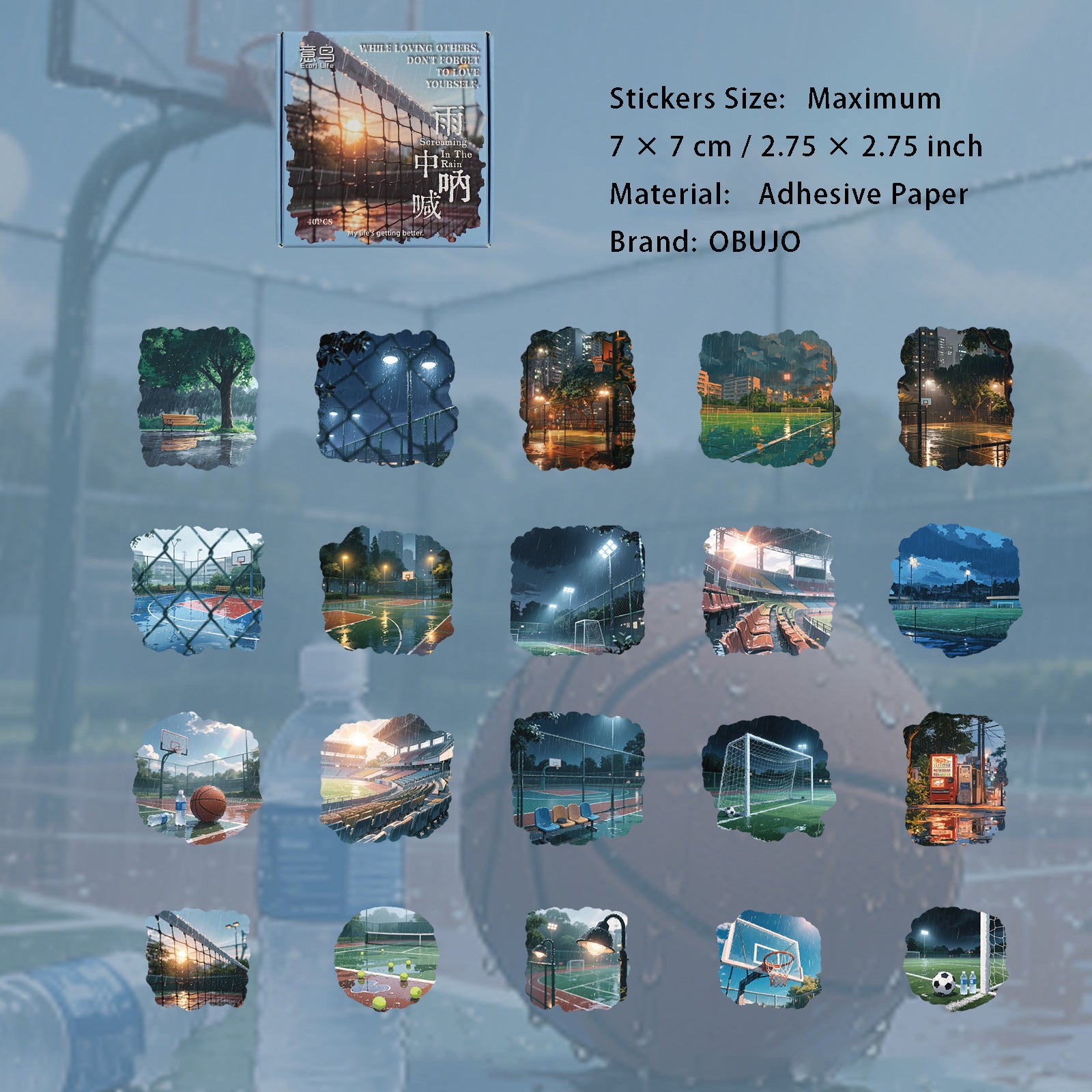 40 Pcs Rainny Themed Stickers YAXL