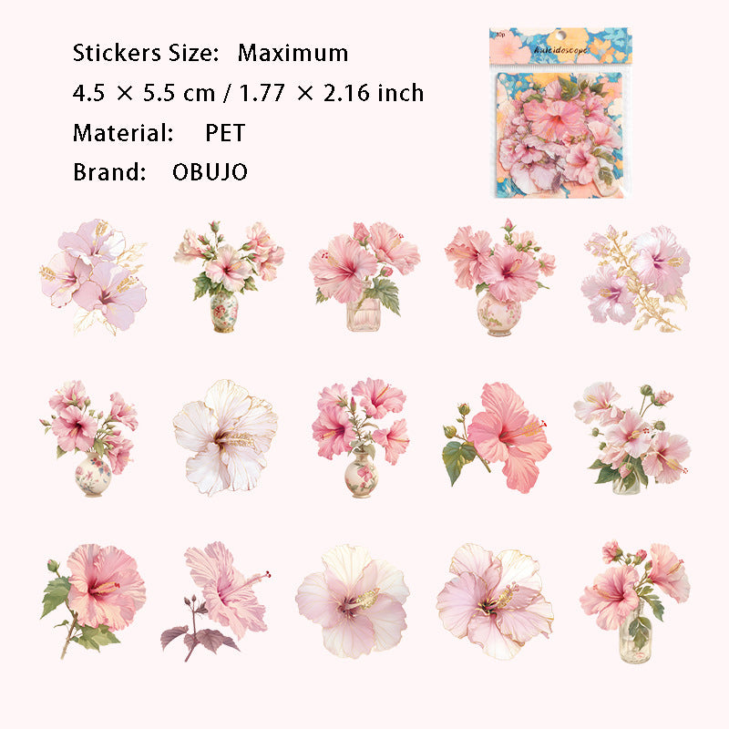 15 Pcs Flower Vase PET Stickers WHTX