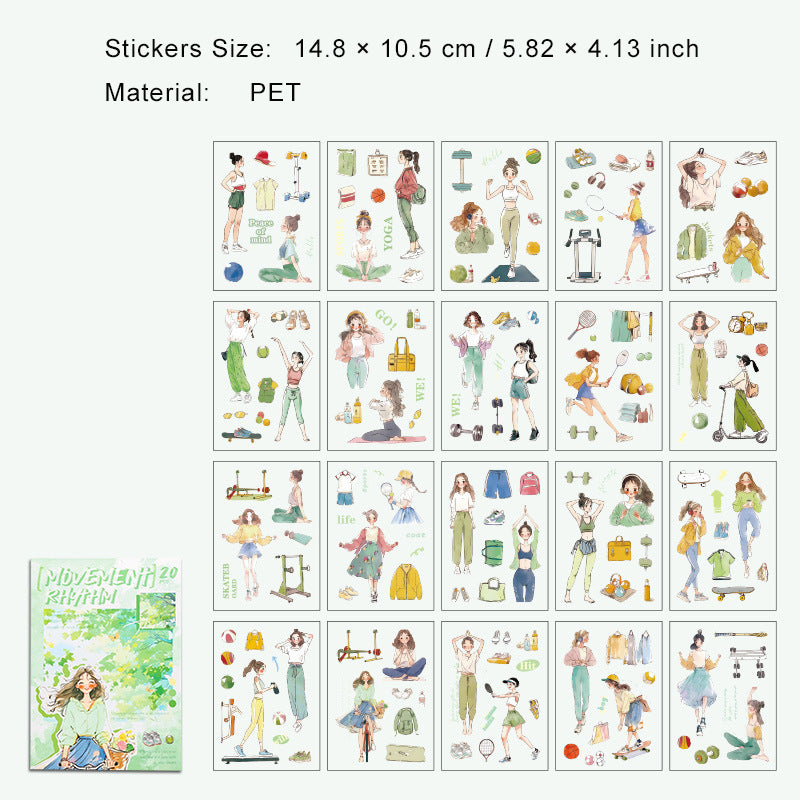 20 Sheets Daily Life PET Stickers Book ZZPF