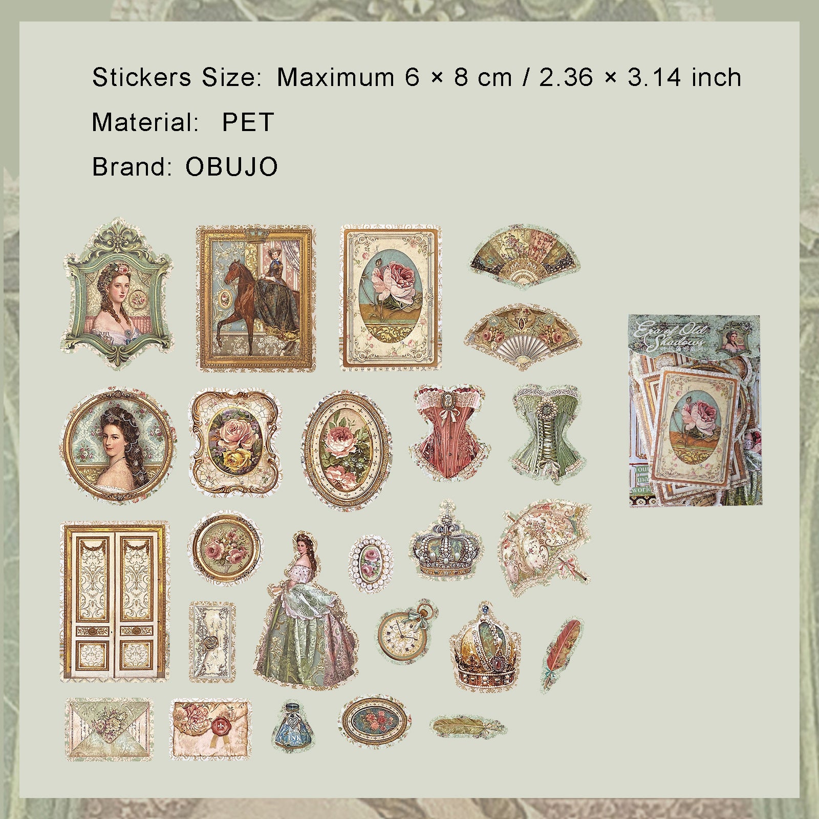 50 Pcs Vintage Washi Stickers SDJY