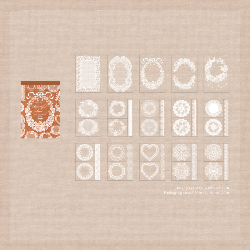 30 Sheets Lace Themed PET Stickers Book LSBWG